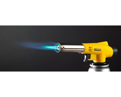 Газовая горелка с пьезоподжигом на баллон с цанговым соединением MaxTerm MG200, 1300°C STAYER 55584