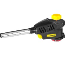 Газовая горелка с пьезоподжигом на баллон с цанговым соединением ProTerm Turbo PG400, 1300°C, турбо нагрев + 30% STAYER 55582