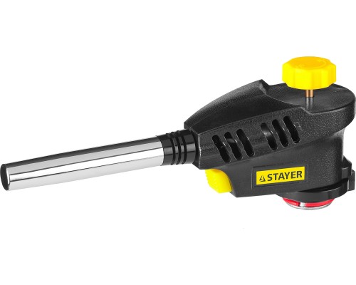 Газовая горелка с пьезоподжигом на баллон с цанговым соединением ProTerm Turbo PG400, 1300°C, турбо нагрев + 30% STAYER 55582