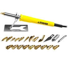 Пайки и резки PROTerm, 30 Вт, 3 в 1, в наборе: 20 насадок, в кейсе, прибор для выжигания STAYER 45227