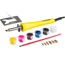 Прибор для выжигания и пайки MAXTerm, 30 Вт, 2 в1, в наборе: 7 насадок + краски STAYER 45220