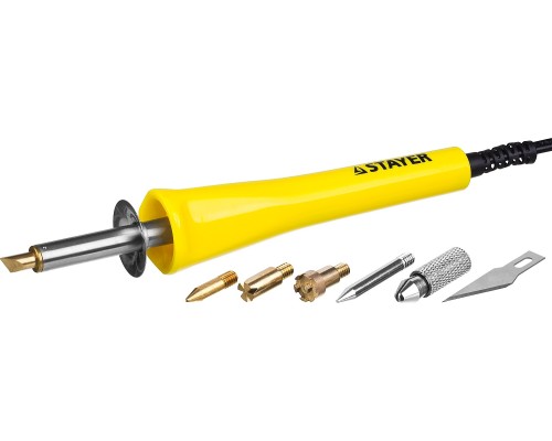 Пайки и резки MAXTerm, 30 Вт, 3 в 1, в наборе: 5 насадок + термонож, прибор для выжигания STAYER 45221