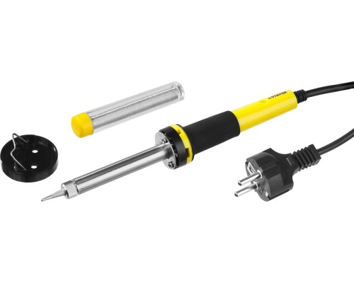 Электропаяльник PROTerm, 60 Вт, конус, в наборе: припой + подставка, 2 К рукоятка STAYER 55300-60