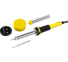 Набор для паяльных работ PROTerm, 40 Вт, с 2к рукояткой, конус, подставка + припой + сменное жало + канифоль STAYER 55312-40-H5