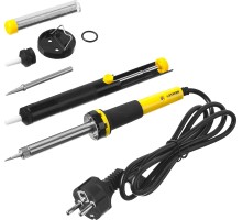 Набор для паяльных работ PROTerm, 60Вт, 2к рукоятка, конус, подставка+припой+сменн жало+оловоотсос+сменн насадка STAYER 55313-60-H6