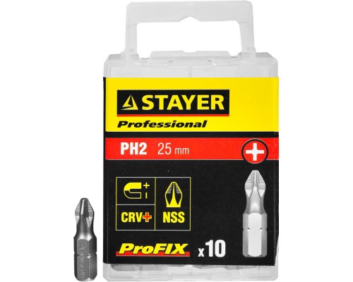 Набор бит ProFix PH2 25 мм, 10 шт STAYER 26201-2-25-10_z01