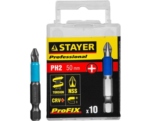 Набор бит ProFix PH2, 50 мм, 10 шт STAYER 26203-2-50-10_z01
