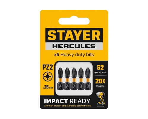 Торсионные биты Hercules PZ1, 25 мм, 5 шт STAYER 26233-2-25-5
