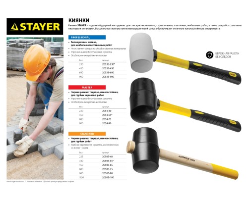 Резиновая киянка 450 г, белая STAYER 20533-450