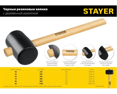 Черная резиновая киянка 900 г STAYER 20505-90