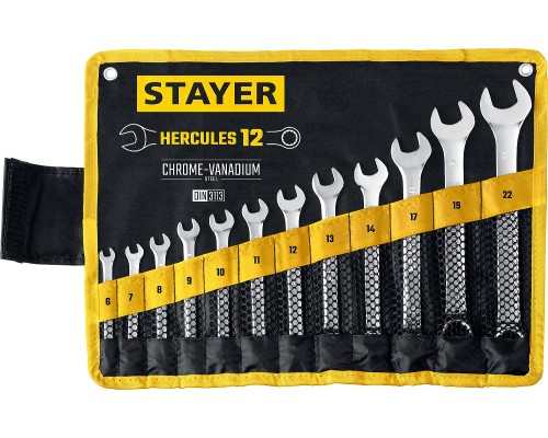 Набор комбинированных гаечных ключей Hercules 12 шт, 6-22 мм STAYER 27081-H12_z01