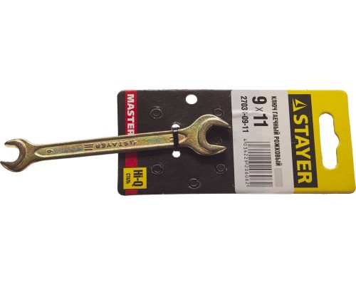 Рожковый гаечный ключ 9x11 мм STAYER 27038-09-11