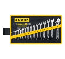 Набор комбинированных и разводных гаечных ключей Hercules 16 шт, 6-30 мм STAYER 27092-H16