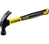 Молоток-гвоздодер столярный с фиберглассовой рукояткой Hercules 450 г STAYER 2026-450_z02