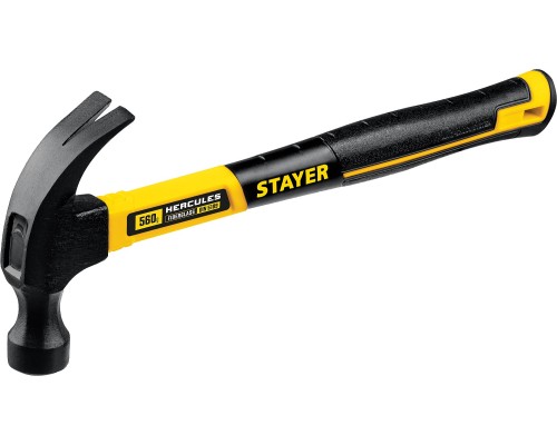 Молоток-гвоздодер столярный с фиберглассовой рукояткой Hercules 560 г STAYER 2026-560_z02