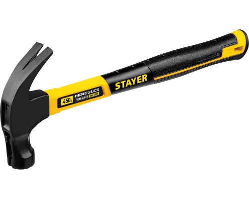 Молоток-гвоздодер столярный с фиберглассовой рукояткой Hercules-M, 450 г STAYER 2027-450_z01