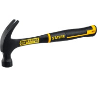 Цельнометаллический столярный молоток-гвоздодер Strike, 450 г STAYER 2025-450