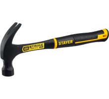 Цельнометаллический столярный молоток-гвоздодер Strike, 450 г STAYER 2025-450