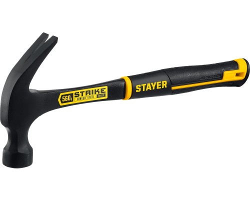 Цельнометаллический столярный молоток-гвоздодер Strike, 560 г STAYER 2025-560