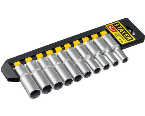 Набор торцовых головок RSS 10LD, 10 предм., (1/2") STAYER 27756-H10