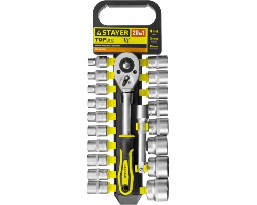 Набор торцовых головок RSS 20L, 20 предм., (1/2") STAYER 27750-H20