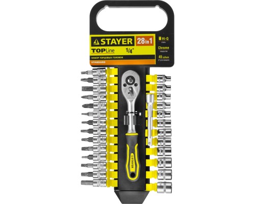Набор торцовых головок и бит-головок RSS 28S, 28 предм., (1/4") STAYER 27754-H28