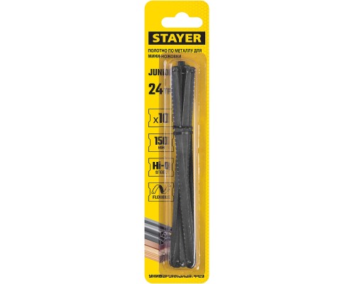 Универсальное полотно для мини-ножовки Junior, 150 мм, 24 TPI, 10 шт STAYER 1565-S10_z02