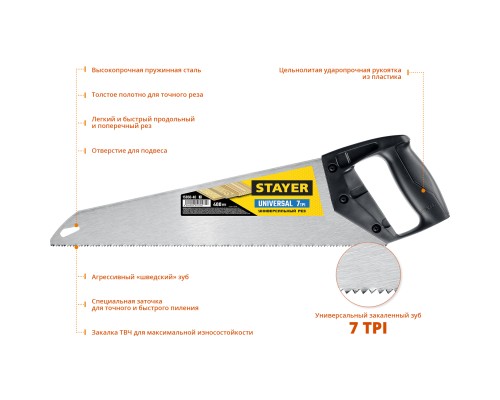 Универсальная ножовка Universal, 400 мм STAYER 15050-40_z03