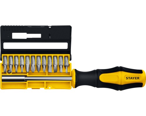 Отвертка-битодержатель с насадками Hercules-B13, 13 предм. STAYER 25813