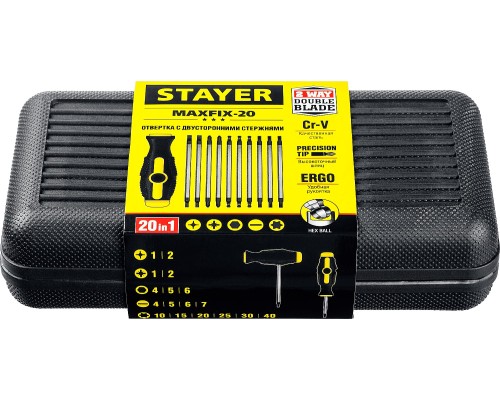 Отвертка с переставными стержнями Hercules-20-in-1, 20 предм. STAYER 2513