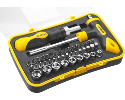 Реверсивная отвертка с насадками T-Compact-43, 43 предм. STAYER 25084-H43