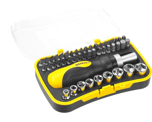 Реверсивная отвертка с насадками Compact-46, 46 предм. STAYER 25084-H46
