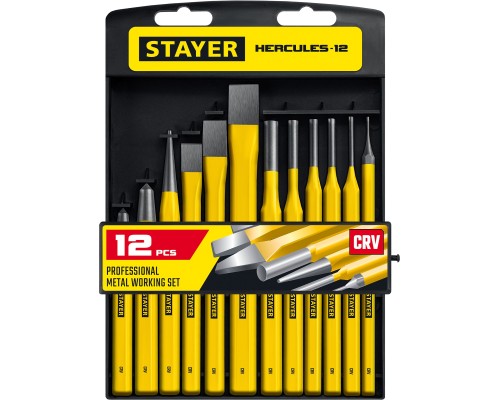 Набор зубил и кернеров в пластиковом держателе Hercules 12 предметов STAYER 21077-H12